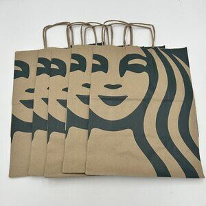Lot of 10 LARGE Coffee Starbucks Reusable 12 X 16 Paper Shopping BROWN Bag